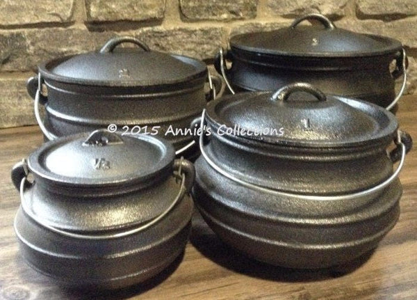 Flat Bottom Potjie Plats - Cast Iron Potjie Flat Bottom #2 Bean Pot Dutch Oven